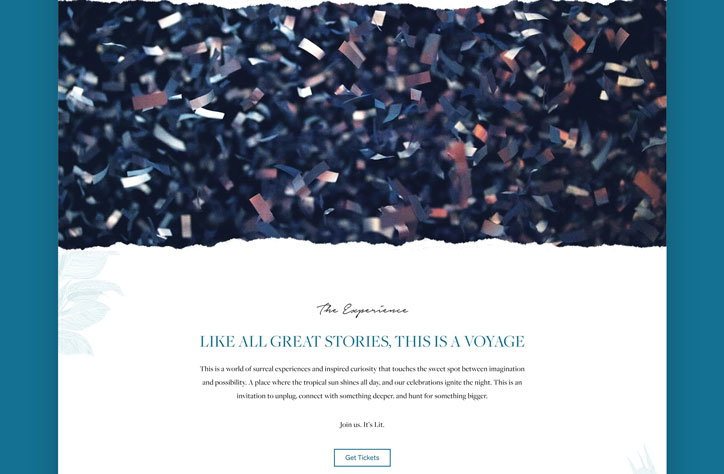 The Experience page: Like all great stories, this is a voyage