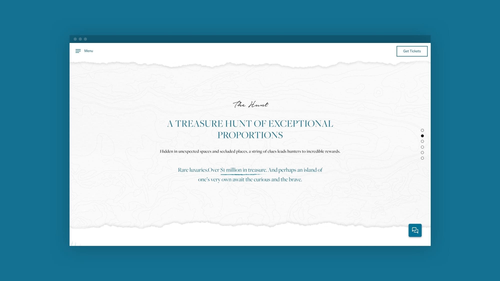 The Hunt page: A treasure hunt of exceptional proportions