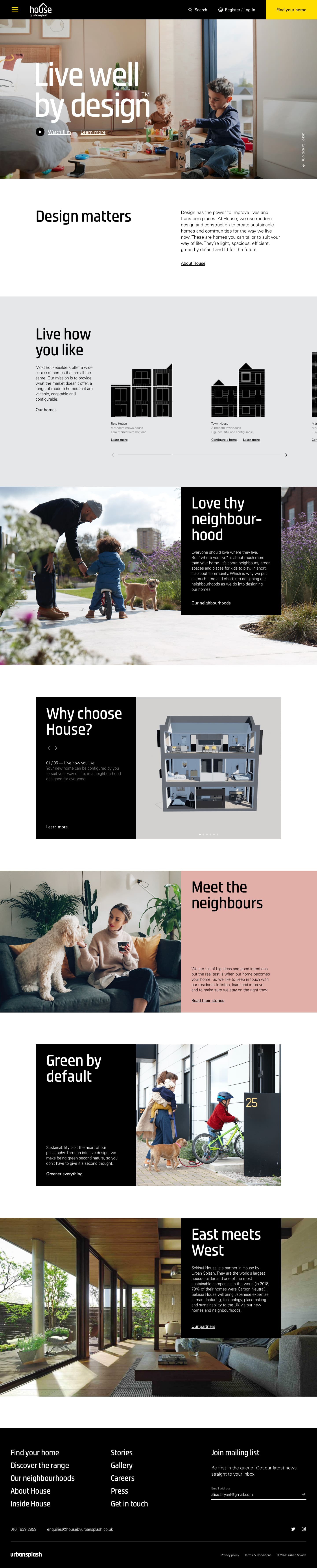 Full-length House by Urban Splash homepage: Live well by design