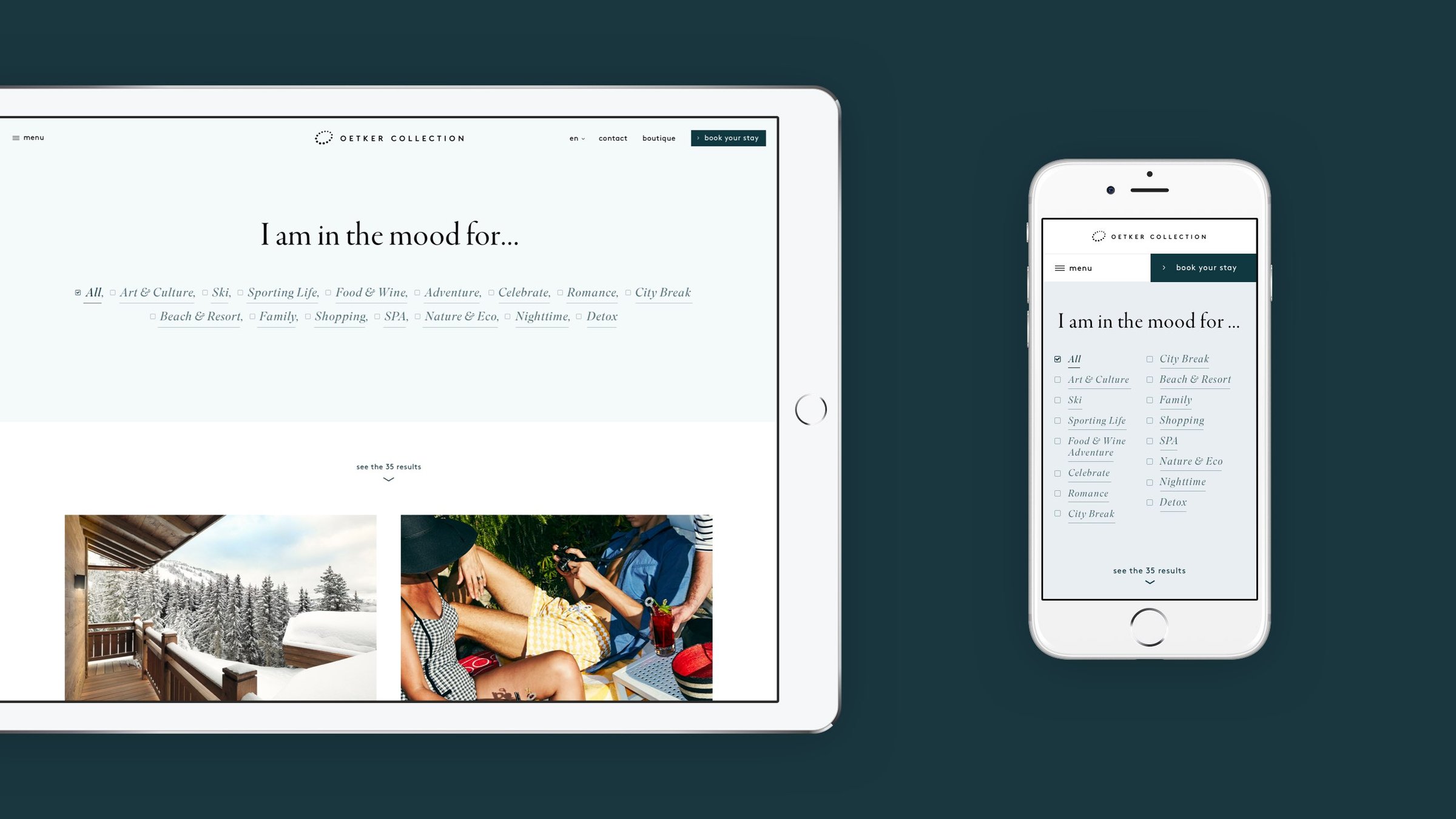 The “I am in the mood for…” discovery tool on tablet and phone