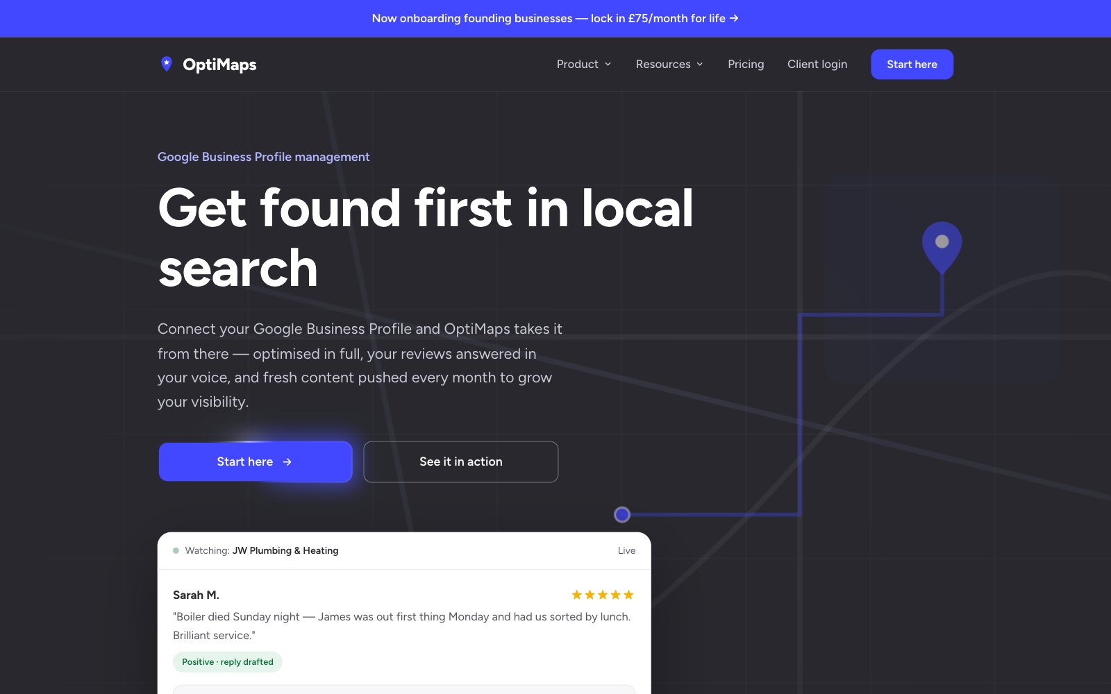 OptiMaps homepage: Get found first in local search
